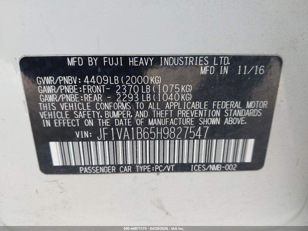 JF1VA1B65H9827547 2017 SUBARU WRX photo no. 9