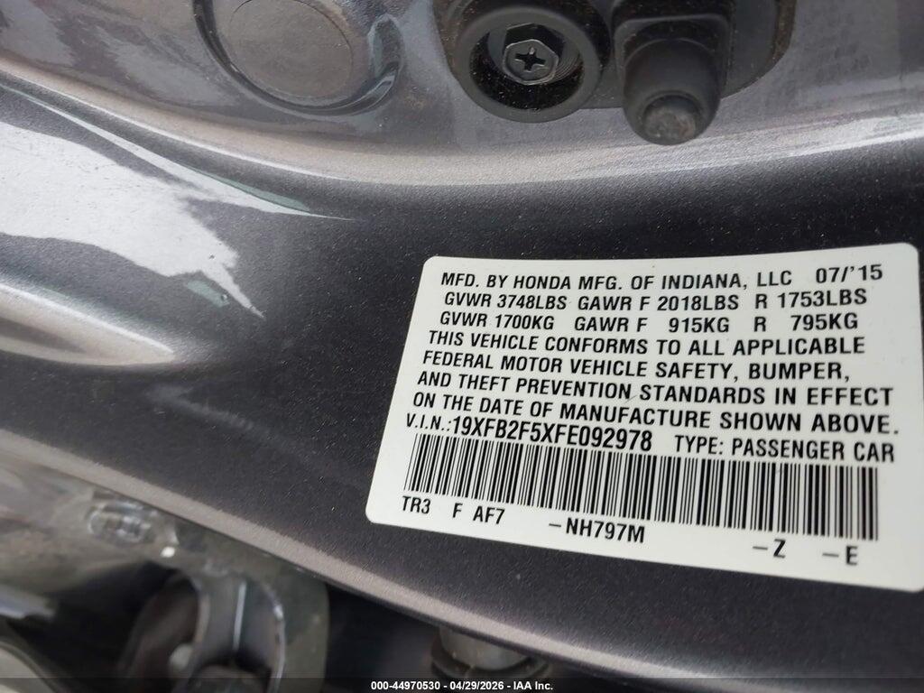 19XFB2F5XFE092978 2015 HONDA CIVIC photo no. 9