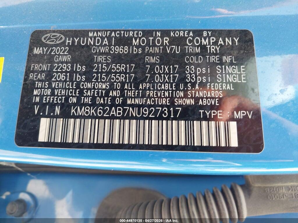 KM8K62AB7NU927317 2022 HYUNDAI KONA photo no. 9