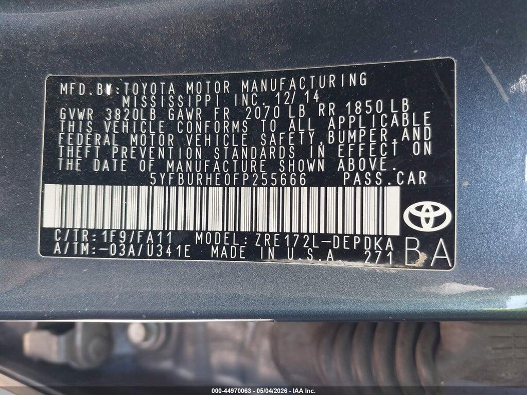 5YFBURHE0FP255666 2015 TOYOTA COROLLA photo no. 9