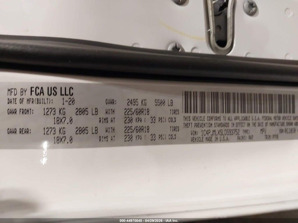 1C4PJMLX5LD593752 2020 JEEP CHEROKEE photo no. 9