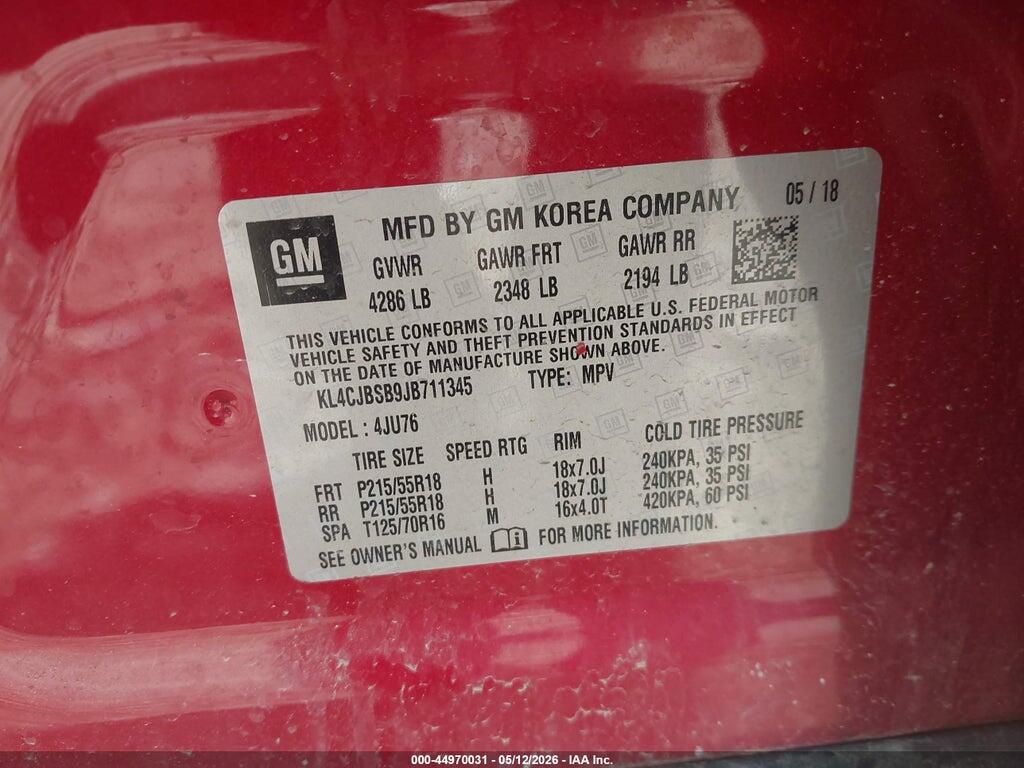 KL4CJBSB9JB711345 2018 BUICK ENCORE photo no. 9