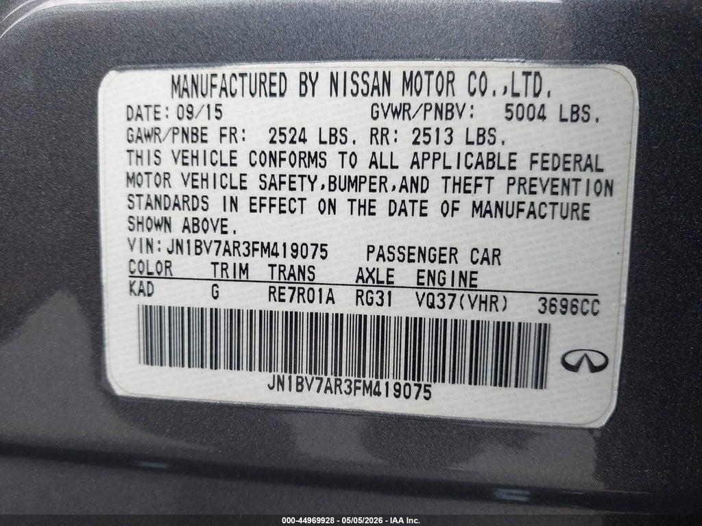JN1BV7AR3FM419075 2015 INFINITI Q50 photo no. 9