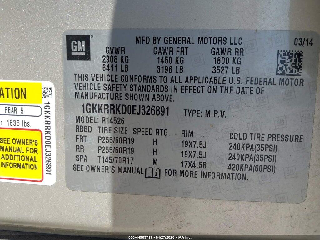 1GKKRRKD0EJ326891 2014 GMC ACADIA photo no. 9