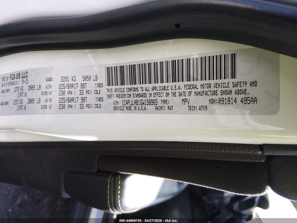 1C4PJLAB1GW158965 2016 JEEP CHEROKEE photo no. 9