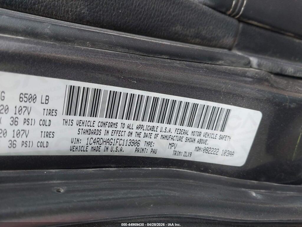 1C4RDHAG1FC113906 2015 DODGE DURANGO photo no. 9