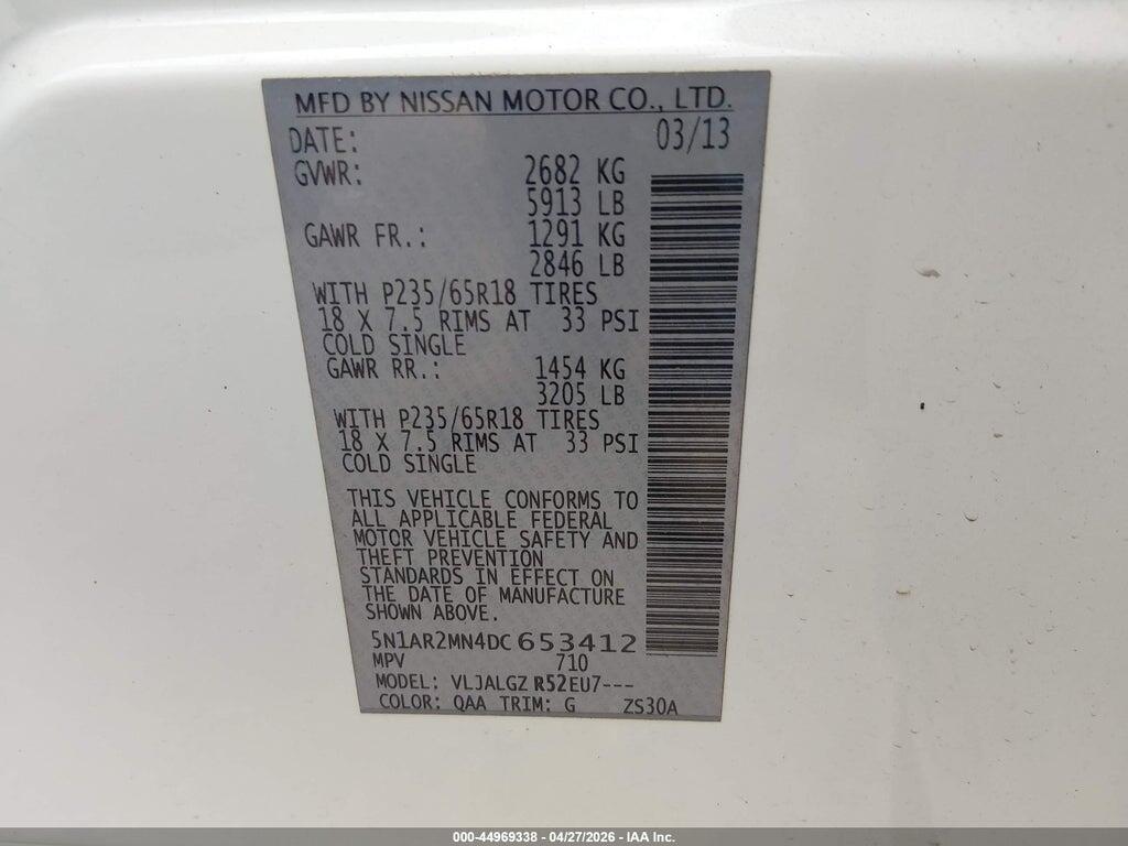 5N1AR2MN4DC653412 2013 NISSAN PATHFINDER photo no. 9