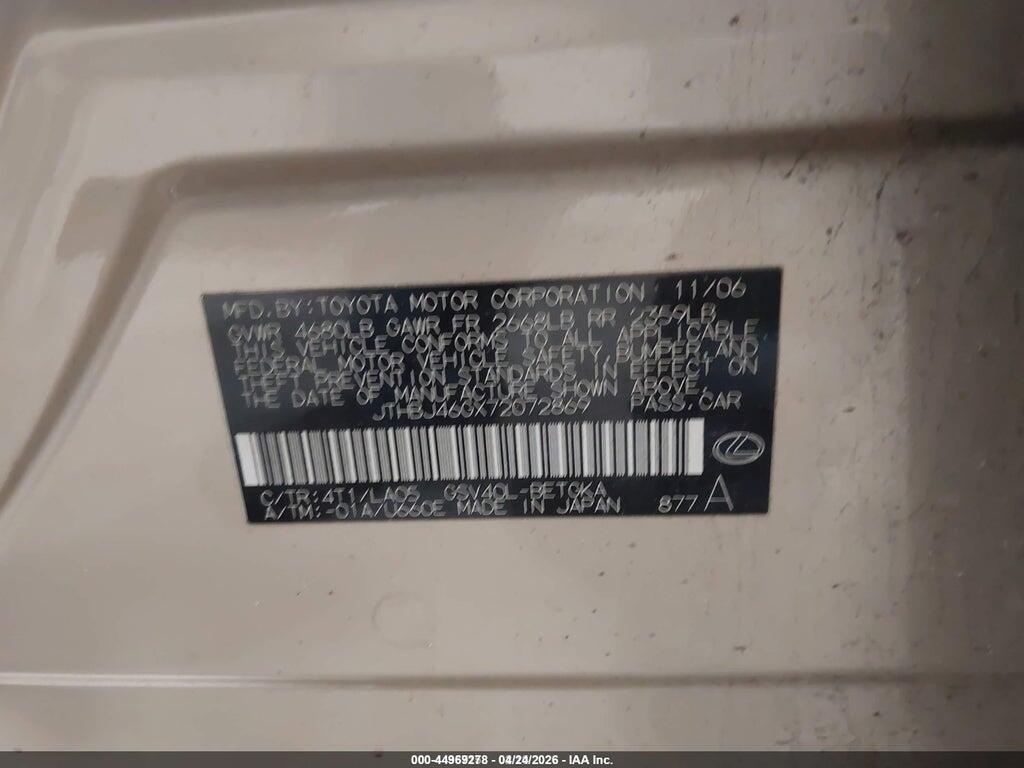 JTHBJ46GX72072869 2007 LEXUS ES 350 photo no. 9