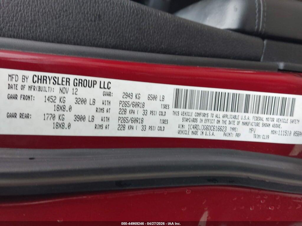 1C4RDJDG6DC616623 2013 DODGE DURANGO photo no. 9