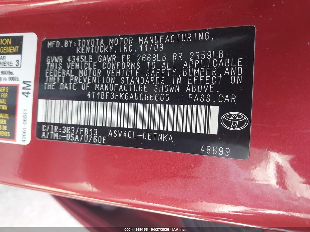 4T1BF3EK6AU086665 2010 TOYOTA CAMRY photo no. 9