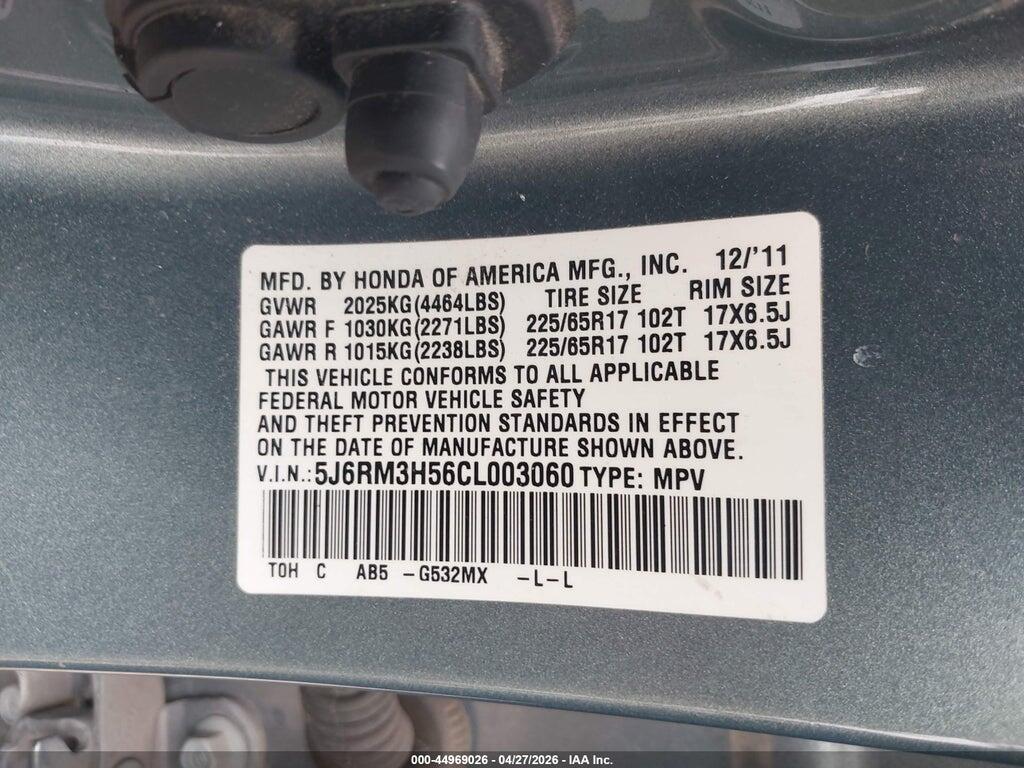 5J6RM3H56CL003060 2012 HONDA CR-V photo no. 9