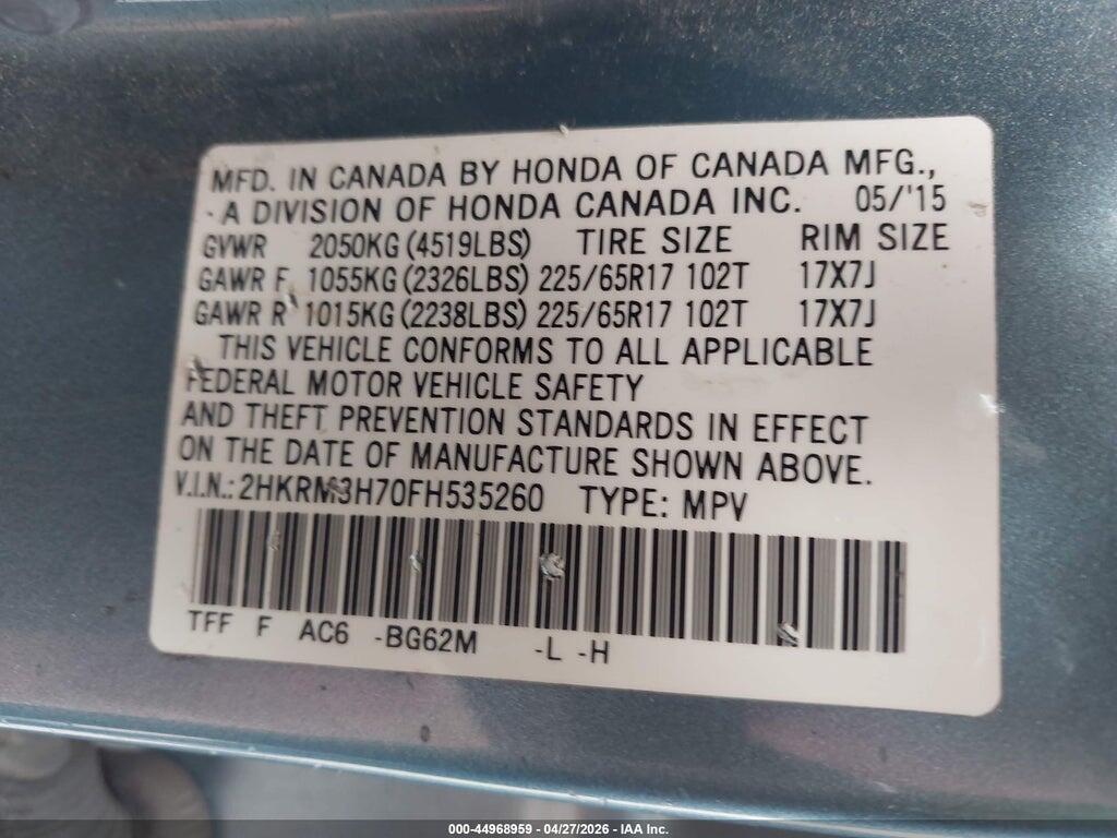 2HKRM3H70FH535260 2015 HONDA CR-V photo no. 9