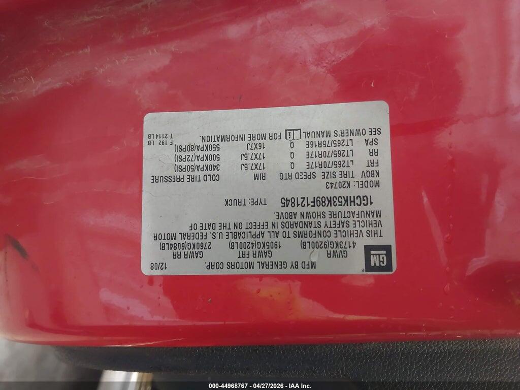 1GCHK53K89F121845 2009 CHEVROLET SILVERADO 2500HD photo no. 9
