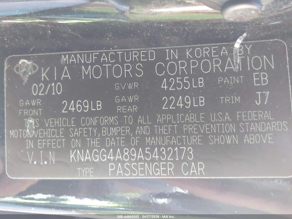 KNAGG4A89A5432173 2010 KIA OPTIMA photo no. 9
