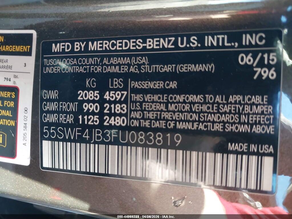 55SWF4JB3FU083819 2015 MERCEDES-BENZ C 300 photo no. 9