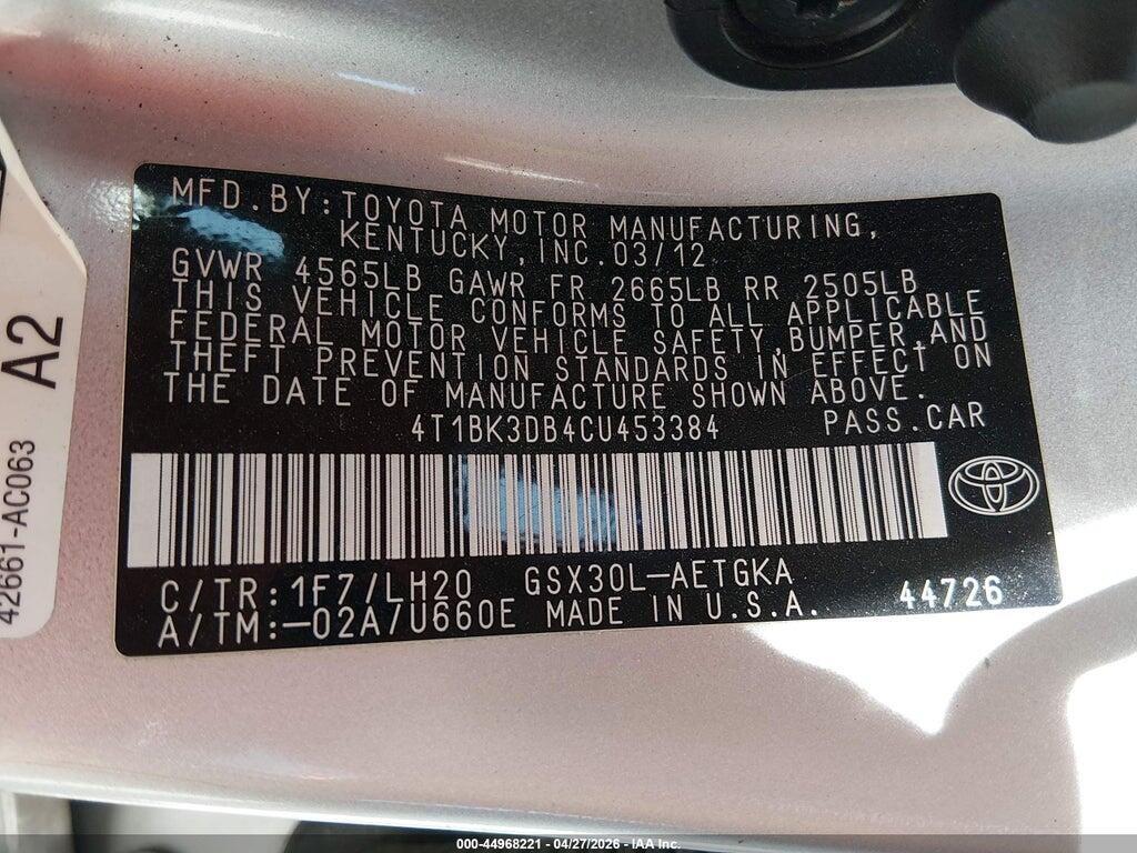 4T1BK3DB4CU453384 2012 TOYOTA AVALON photo no. 9