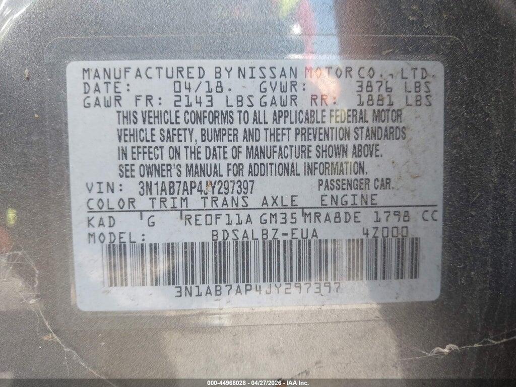 3N1AB7AP4JY297397 2018 NISSAN SENTRA photo no. 9