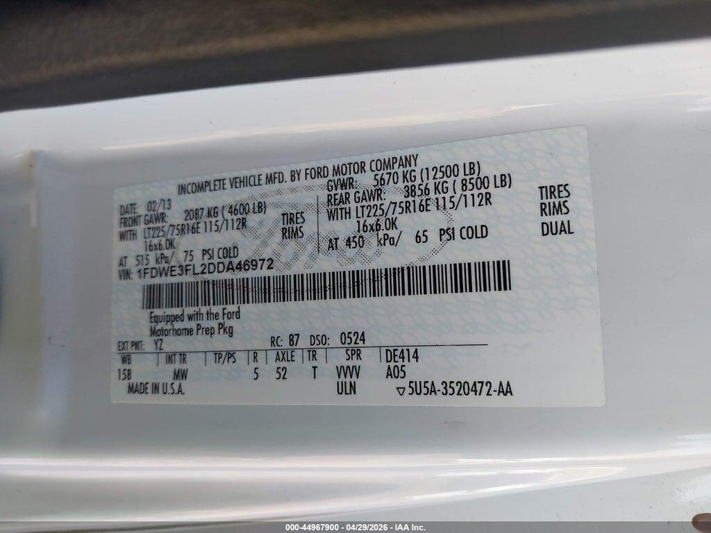 1FDWE3FL2DDA46972 2013 FORD E-350 CUTAWAY photo no. 8
