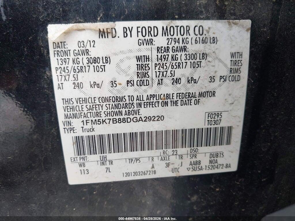 1FM5K7B88DGA29220 2013 FORD EXPLORER photo no. 9