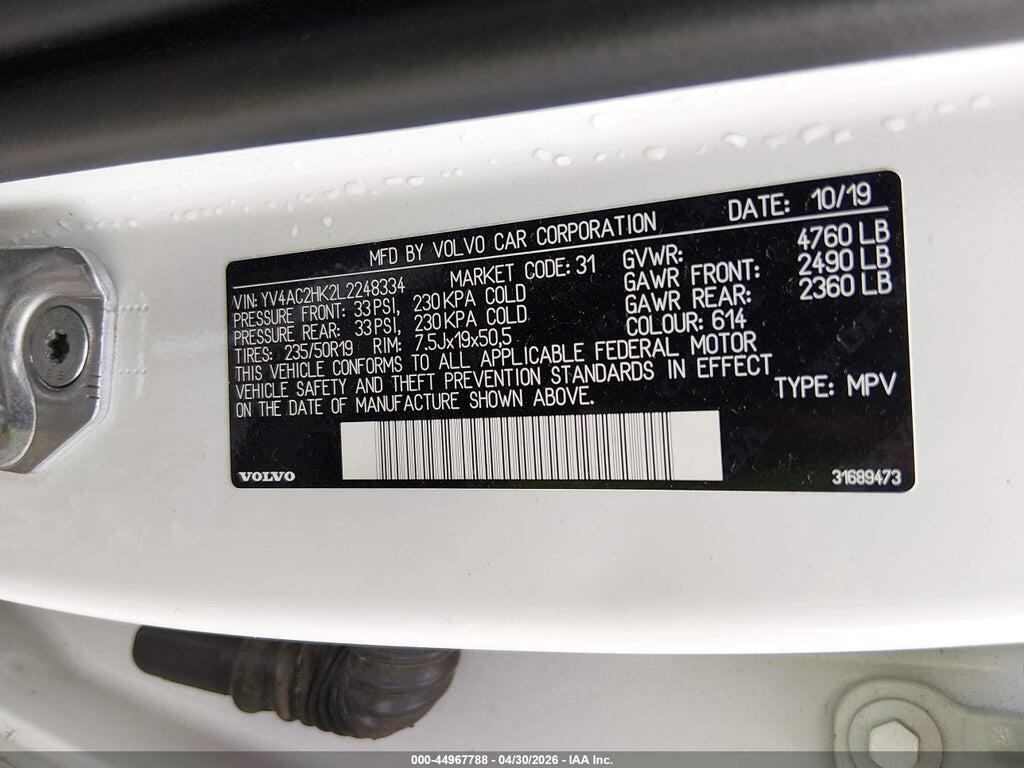 YV4AC2HK2L2248334 2020 VOLVO XC40 photo no. 9