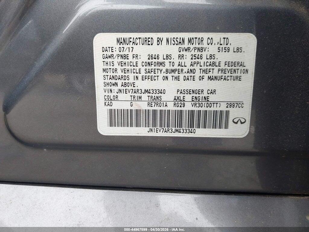 JN1EV7AR3JM433340 2018 INFINITI Q50 photo no. 9