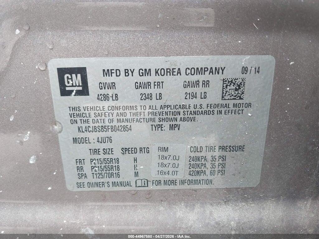 KL4CJBSB5FB042854 2015 BUICK ENCORE photo no. 9