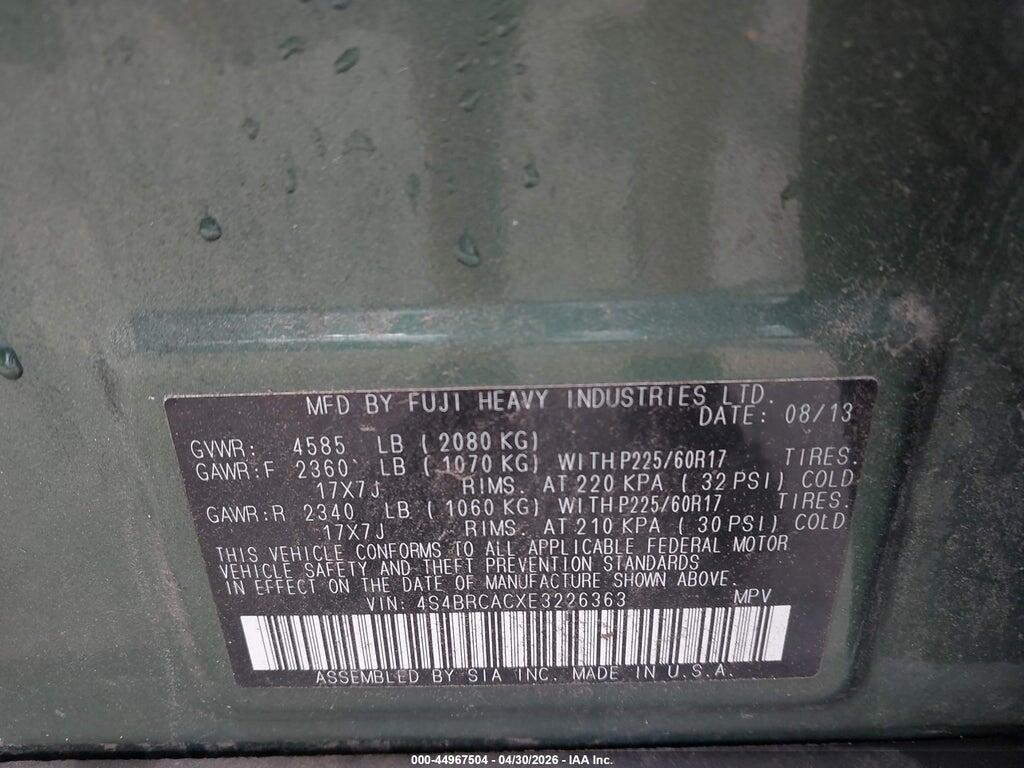 4S4BRCACXE3226363 2014 SUBARU OUTBACK photo no. 9