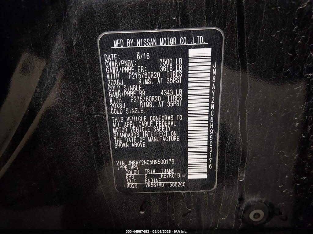 JN8AY2NC5H9500176 2017 NISSAN ARMADA photo no. 9