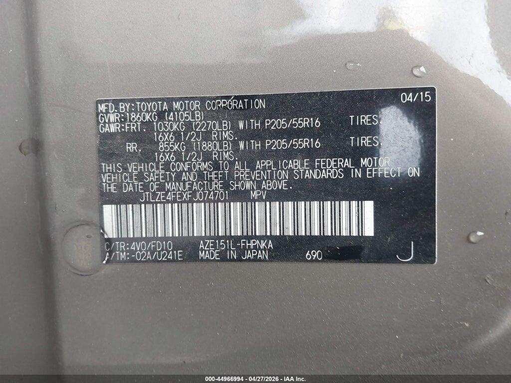 JTLZE4FEXFJ074701 2015 SCION XB photo no. 9