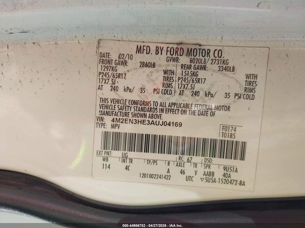 4M2EN3HE3AUJ04169 2010 MERCURY MOUNTAINEER photo no. 9