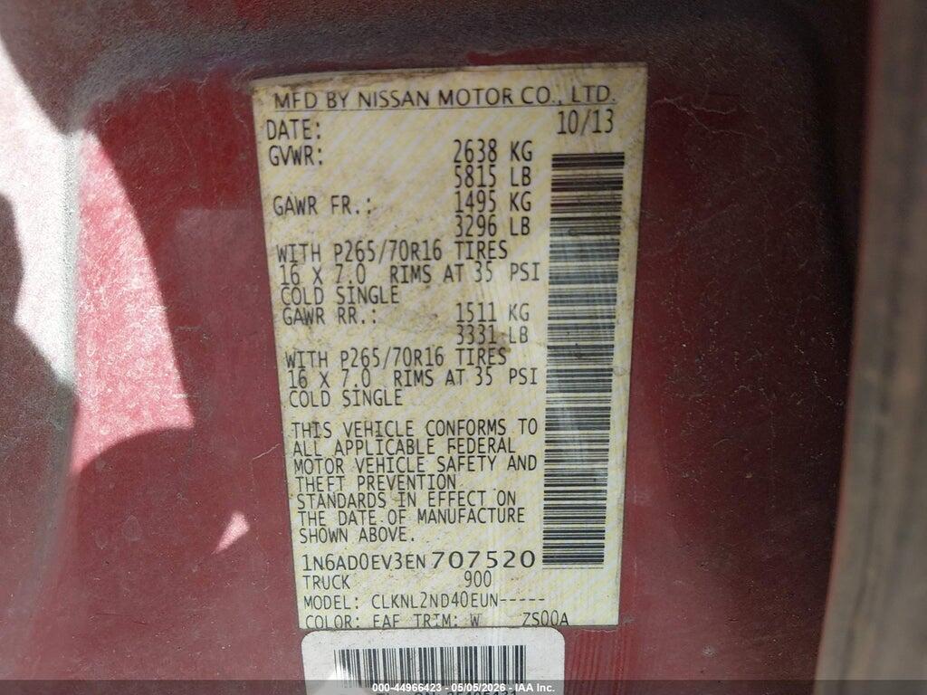 1N6AD0EV3EN707520 2014 NISSAN FRONTIER photo no. 9