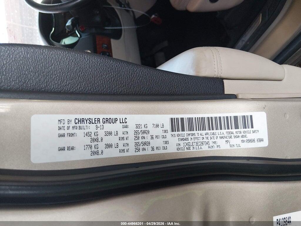 1C4SDJET3EC287345 2014 DODGE DURANGO photo no. 9