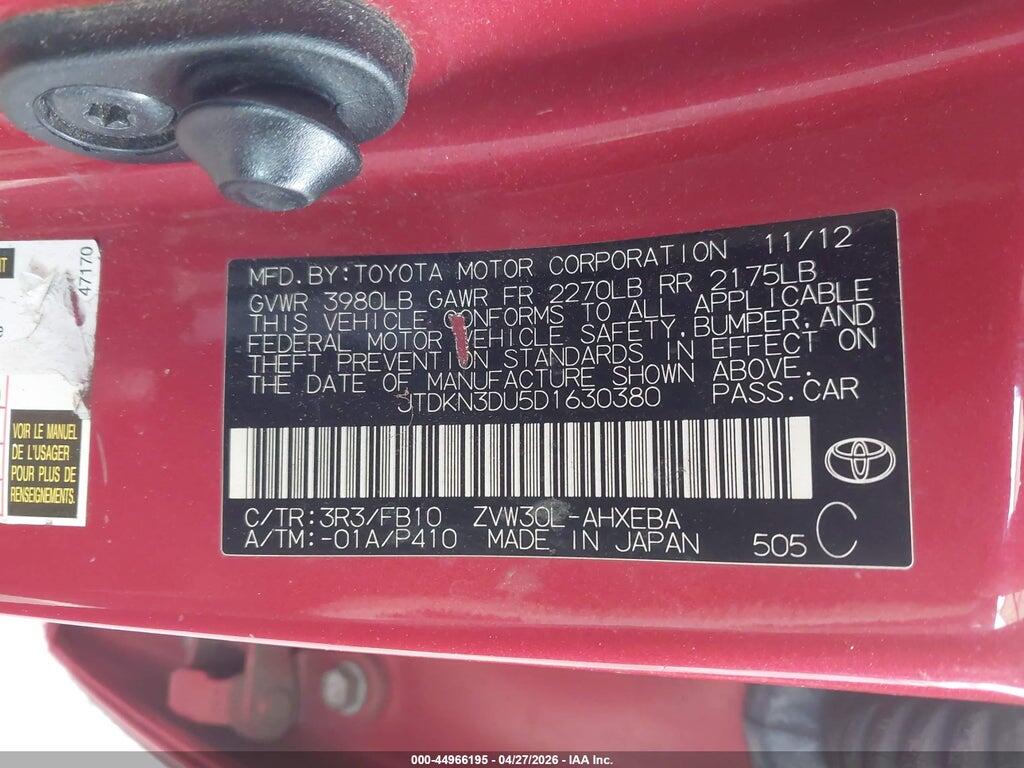 JTDKN3DU5D1630380 2013 TOYOTA PRIUS photo no. 9