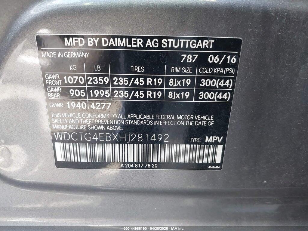 WDCTG4EBXHJ281492 2017 MERCEDES-BENZ GLA 250 photo no. 9