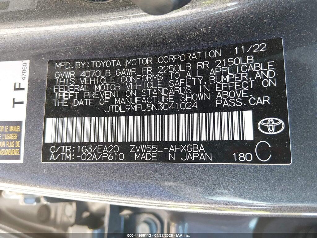 JTDL9MFU5N3041024 2022 TOYOTA PRIUS photo no. 9