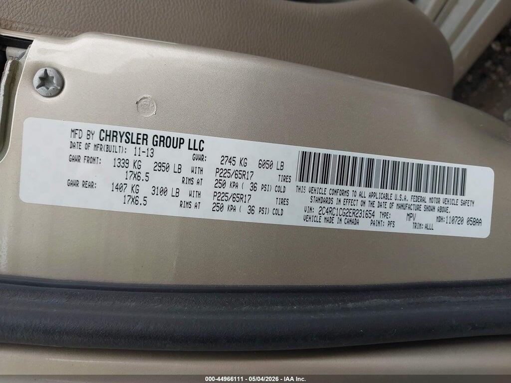 2C4RC1CG2ER231654 2014 CHRYSLER TOWN & COUNTRY photo no. 9
