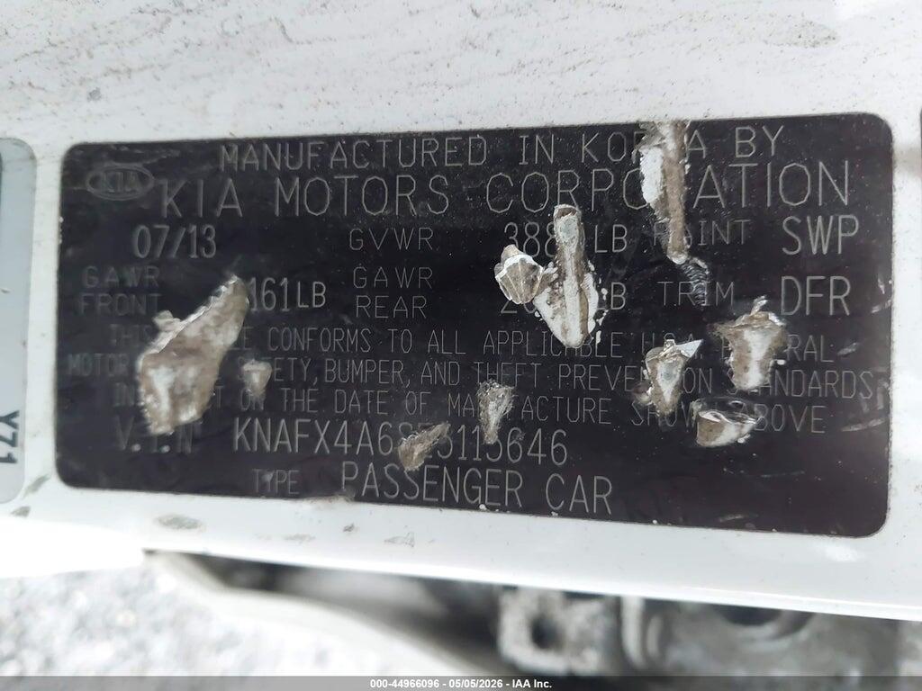 KNAFX4A68E5115646 2014 KIA FORTE photo no. 9