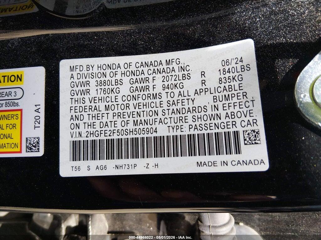 2HGFE2F50SH505904 2025 HONDA CIVIC photo no. 9