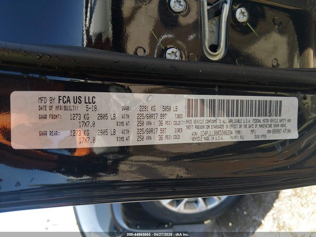 1C4PJLLB8KD206334 2019 JEEP CHEROKEE photo no. 9