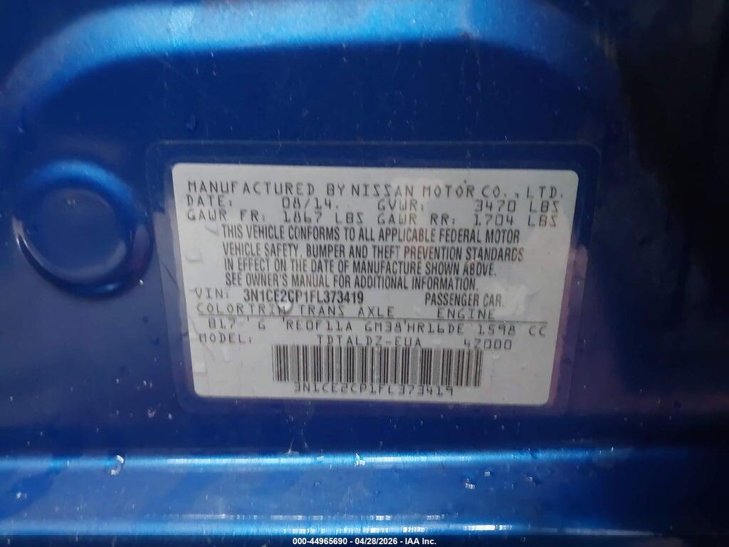 3N1CE2CP1FL373419 2015 NISSAN VERSA NOTE photo no. 9