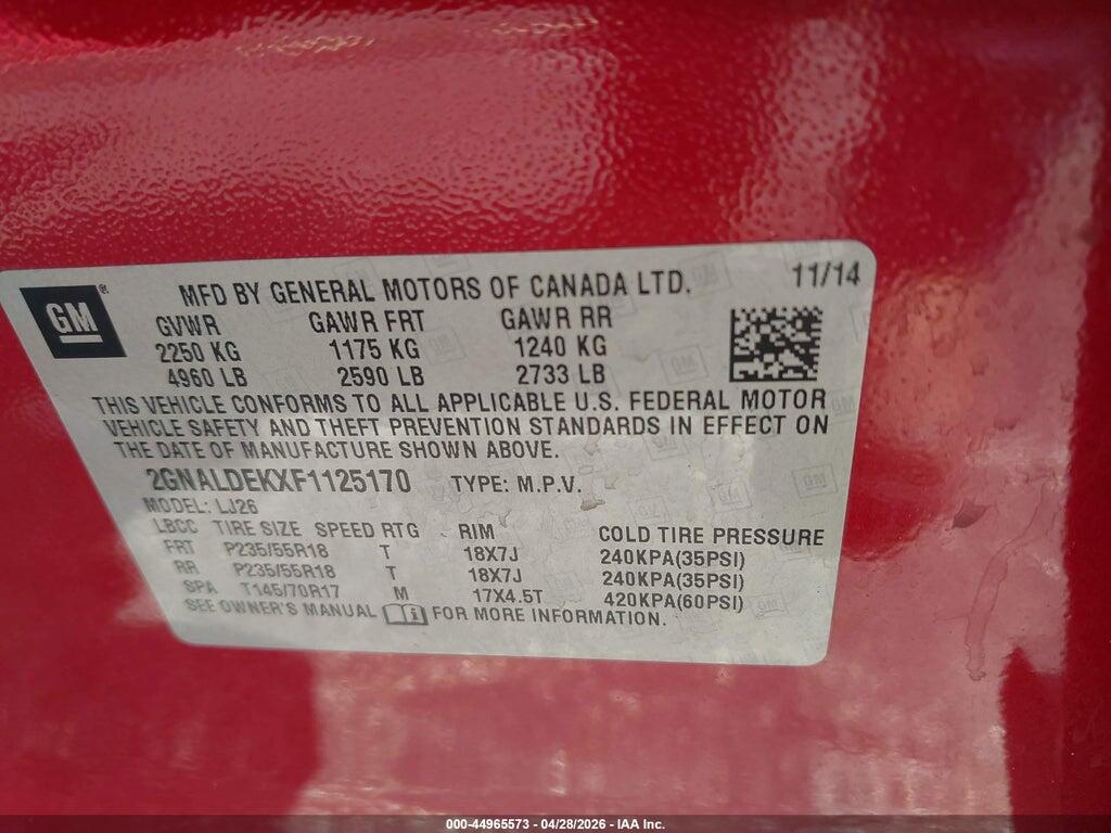 2GNALDEKXF1125170 2015 CHEVROLET EQUINOX photo no. 9