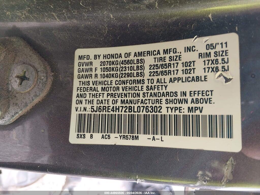 5J6RE4H72BL076302 2011 HONDA CR-V photo no. 9