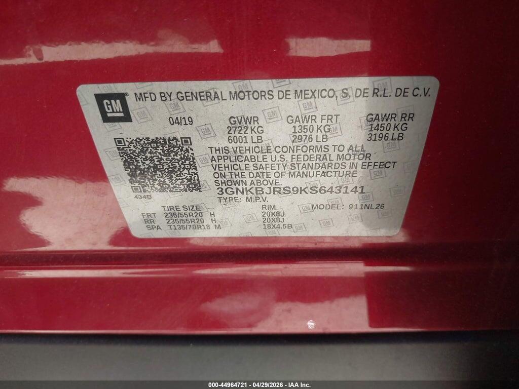 3GNKBJRS9KS643141 2019 CHEVROLET BLAZER photo no. 9