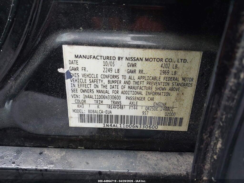 1N4AL11D06N330600 2006 NISSAN ALTIMA photo no. 9