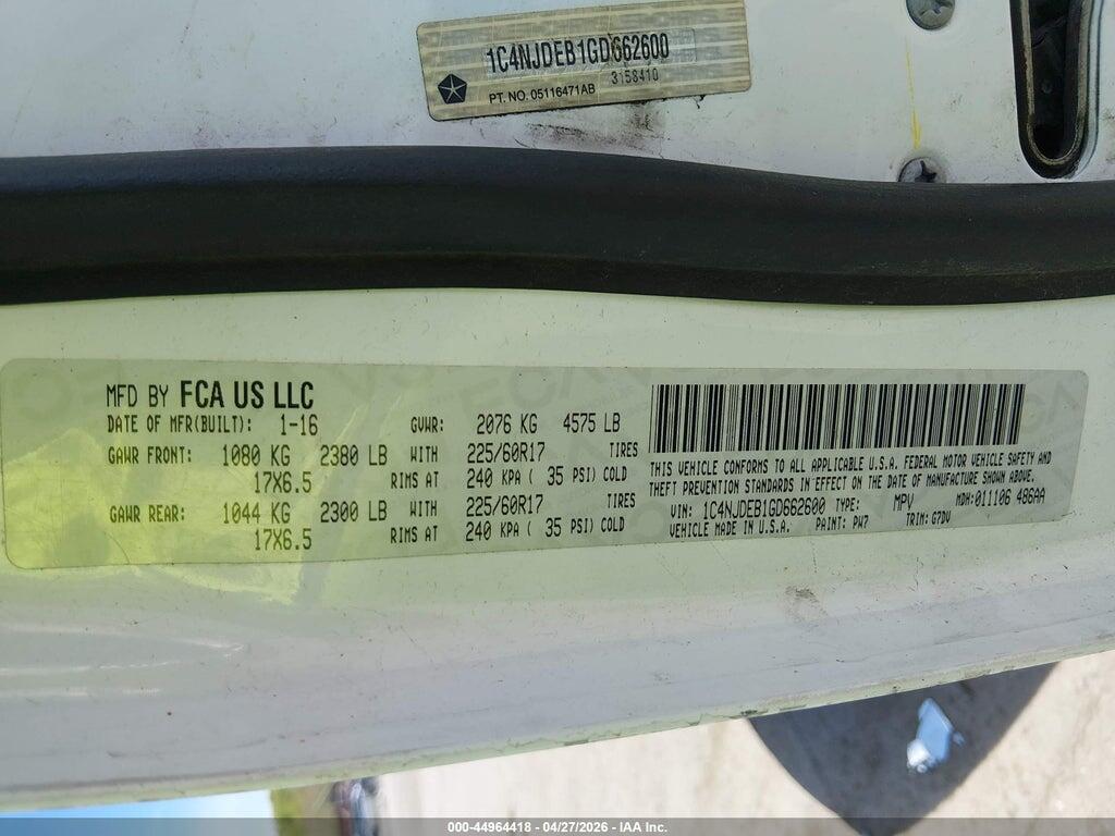 1C4NJDEB1GD662600 2016 JEEP COMPASS photo no. 9