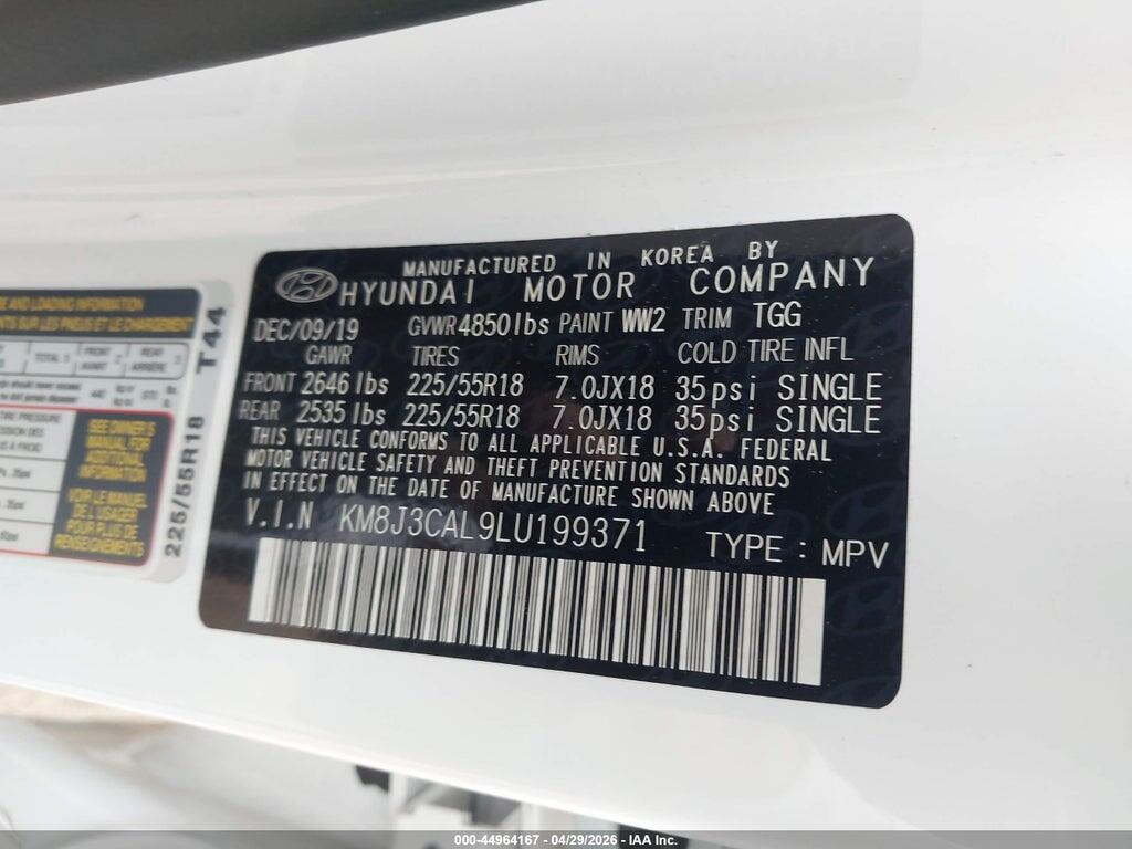 KM8J3CAL9LU199371 2020 HYUNDAI TUCSON photo no. 9
