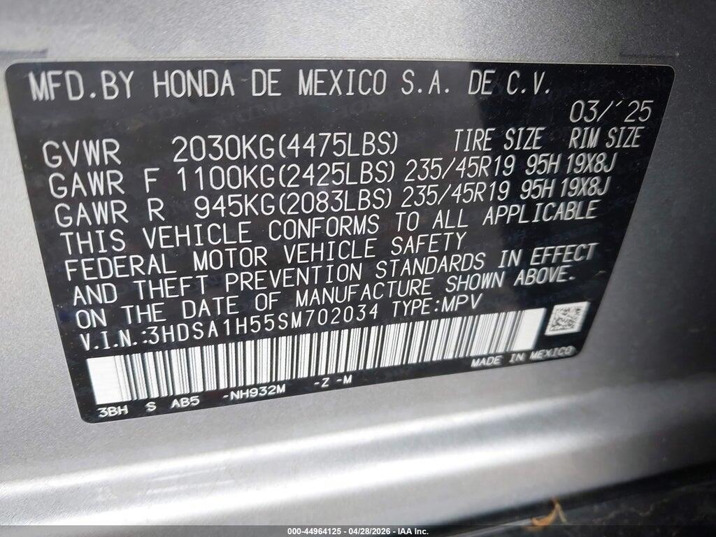 3HDSA1H55SM702034 2025 ACURA ADX photo no. 9