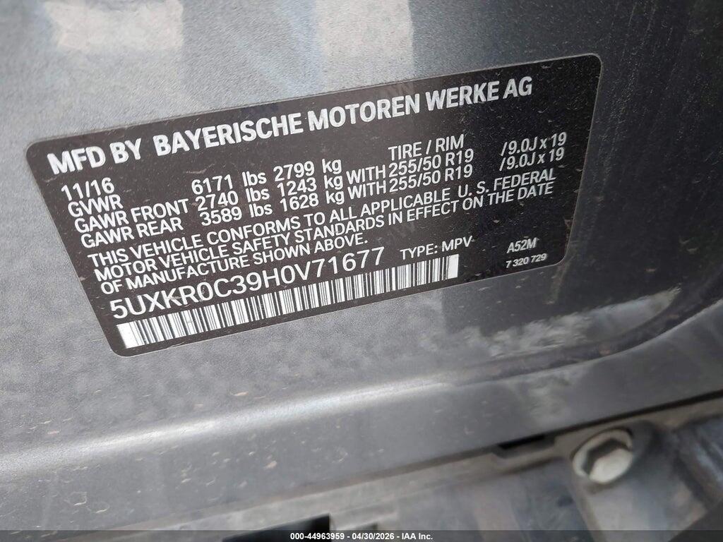 5UXKR0C39H0V71677 2017 BMW X5 photo no. 9