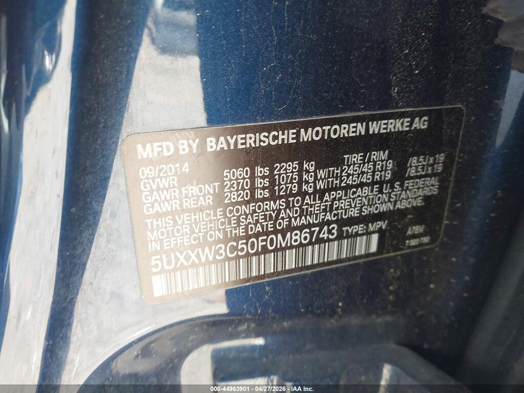 5UXXW3C50F0M86743 2015 BMW X4 photo no. 9