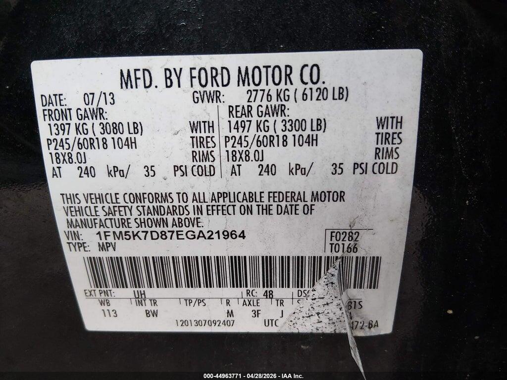 1FM5K7D87EGA21964 2014 FORD EXPLORER photo no. 9